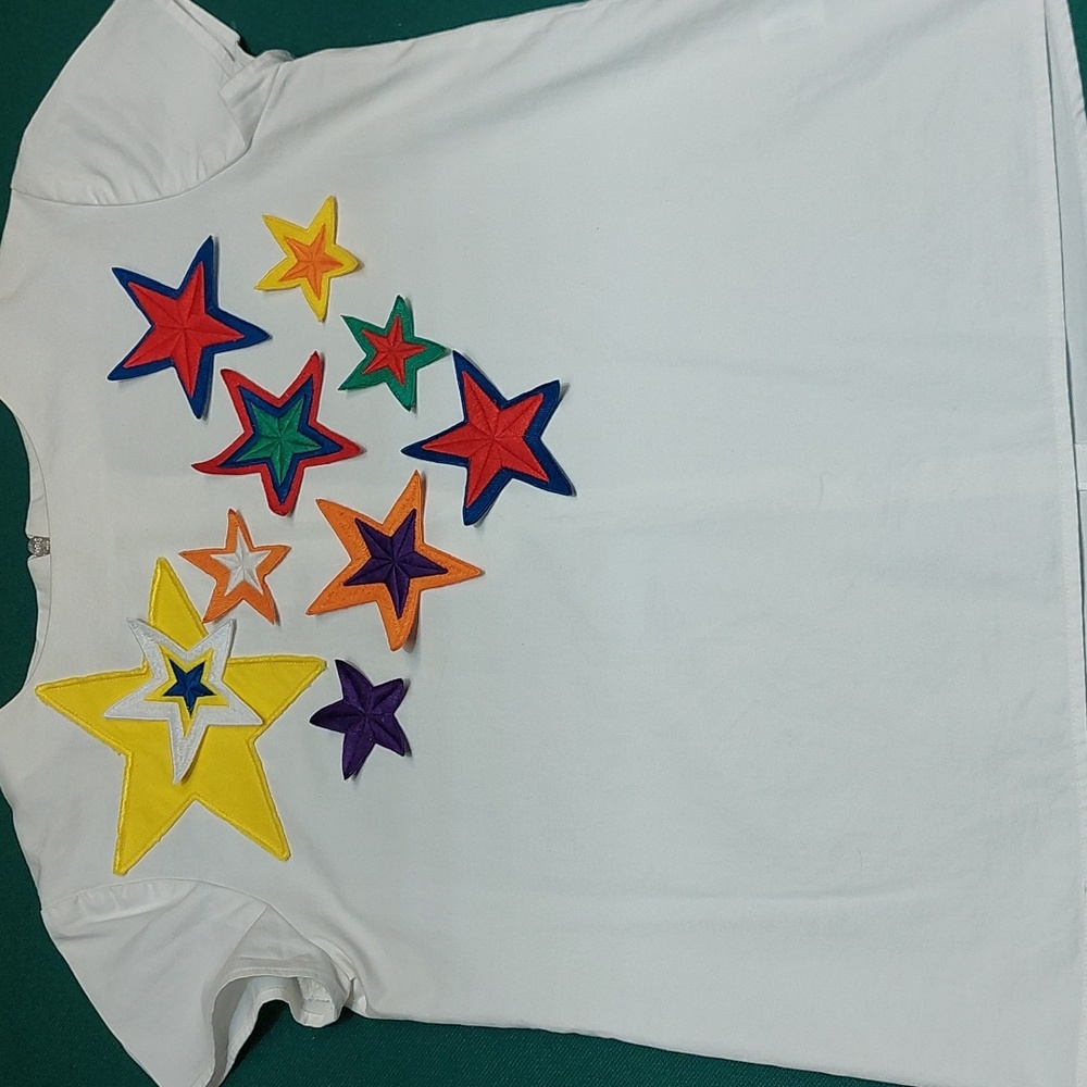 Mira Mikati White Women's Top With Multicolored Stars Size EUR 36/ USA 4